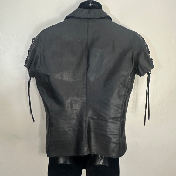 North Bound Leather Lace Up Short Sleeve Shirt Medium Gently worn Side zip - Picture 10 of 13